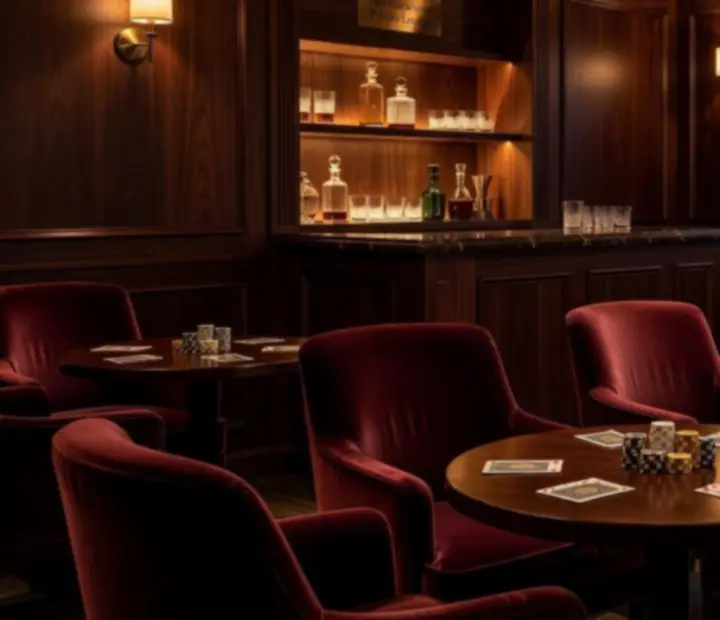 Intimní privátní lounge v Moranovas připravený na večerní karetní akci